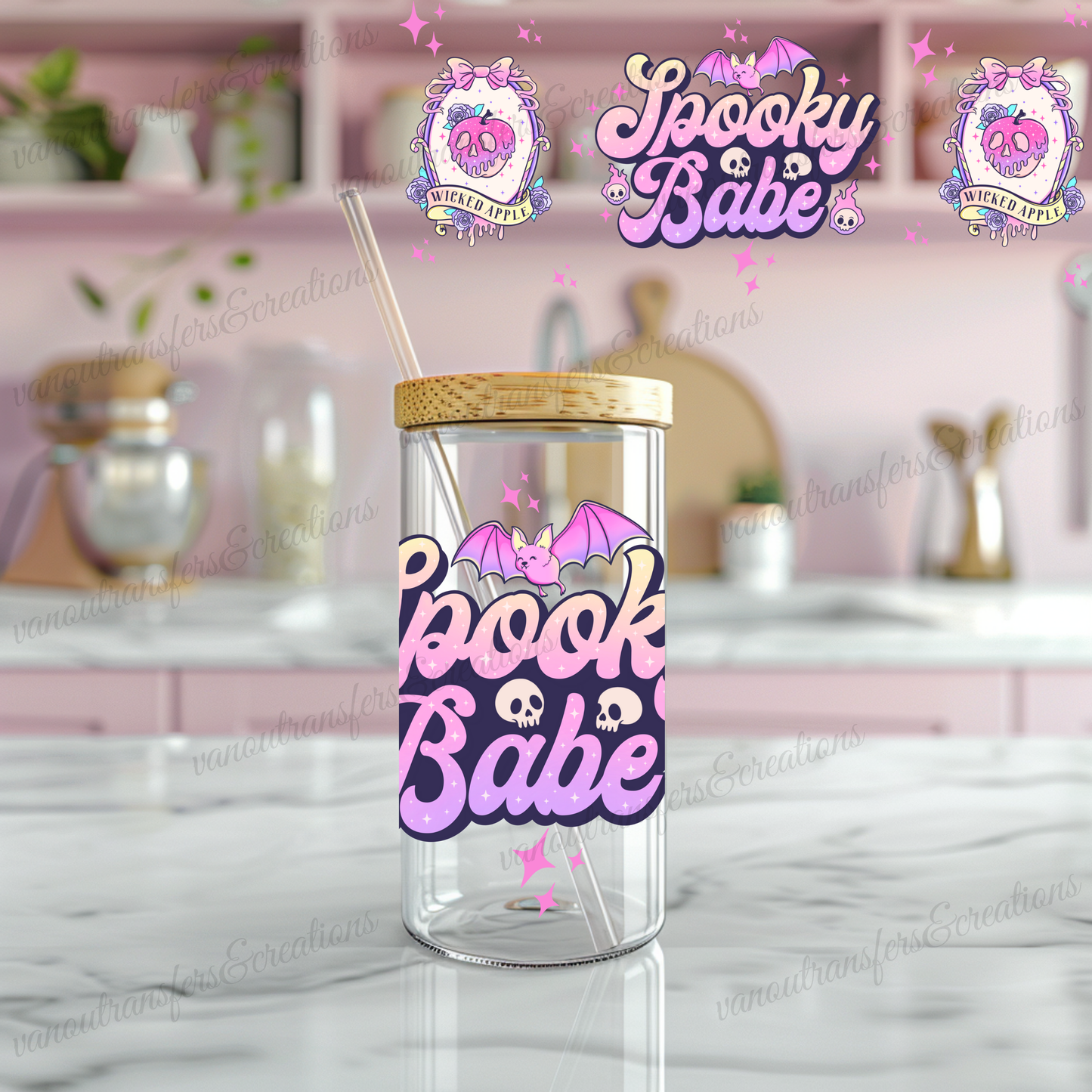 Spooky babe UV DTF cup wrap