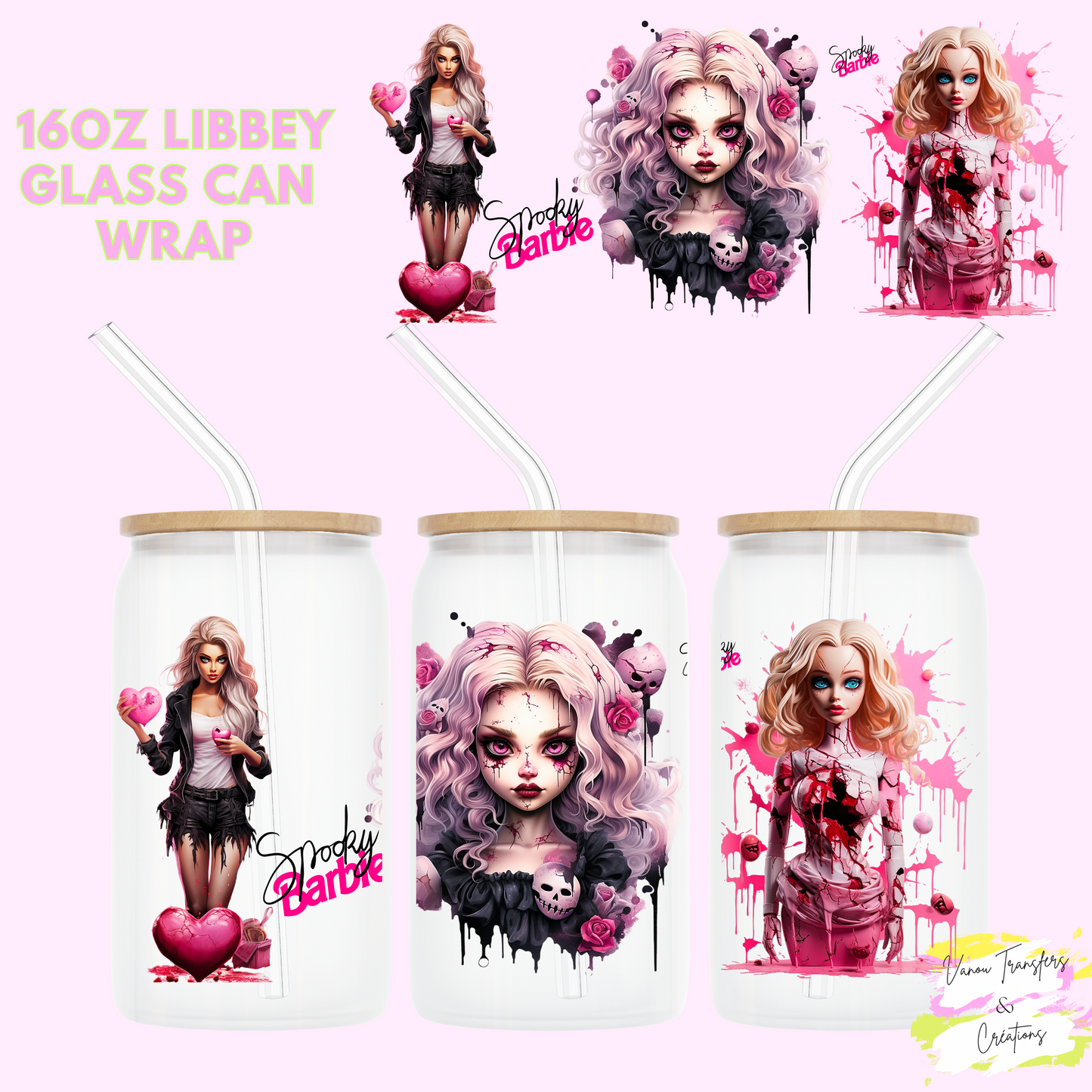 Scary doll UV DTF cup wrap