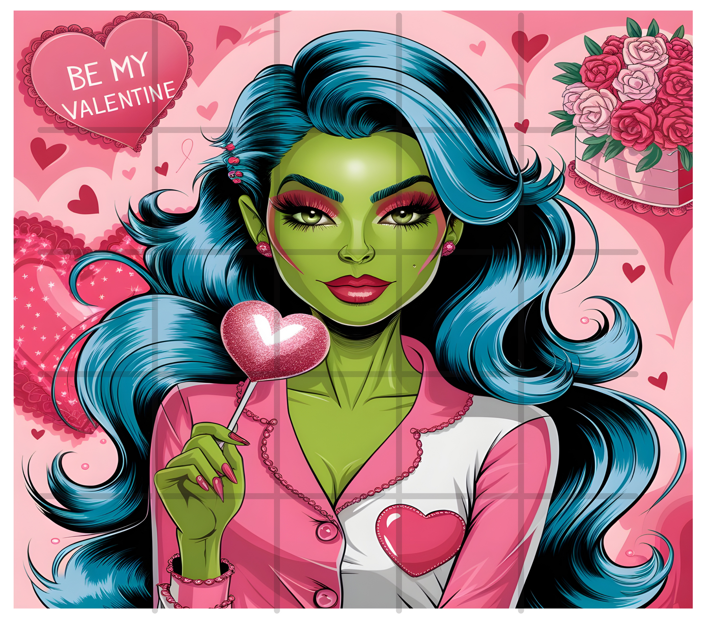 Be my Valentine ( grinch girl) 20oz skinny tumbler PNG sublimation/vinyl