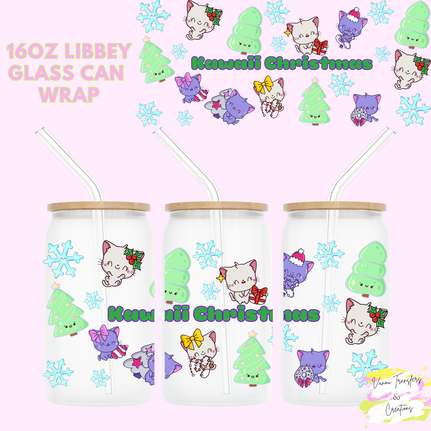 Kawaii christmas UV DTF cup wrap