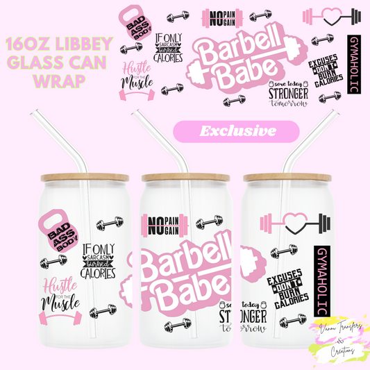 Barbell babe UV DTF cup wrap