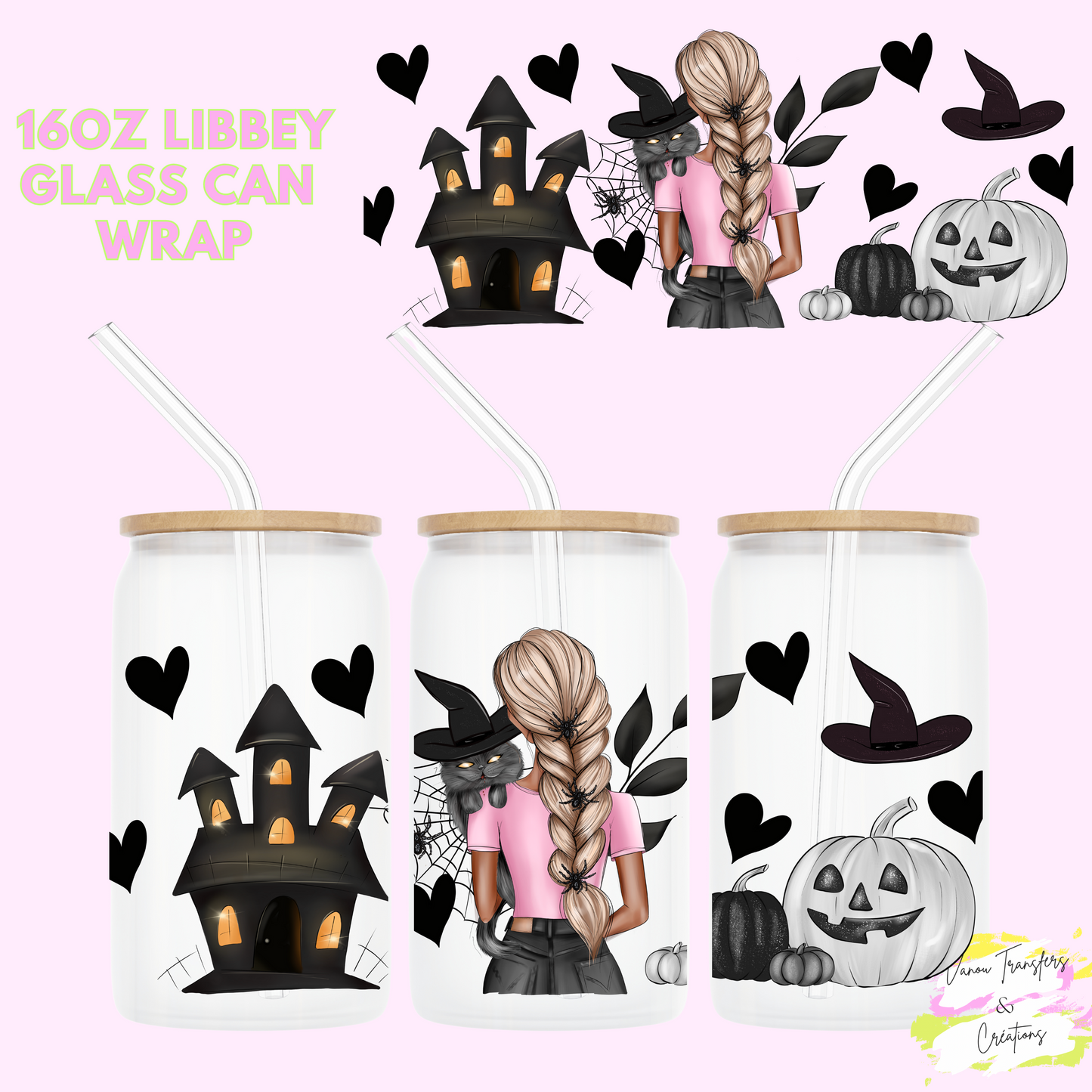 Halloween girl UV DTF cup wrap