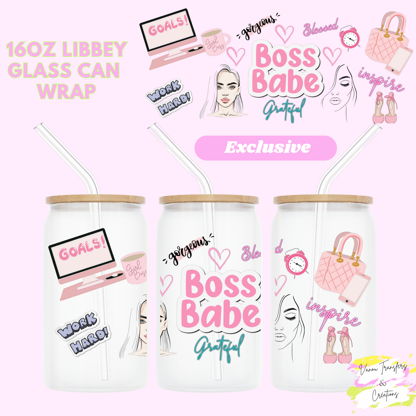 Boss babe UV DTF cup wrap