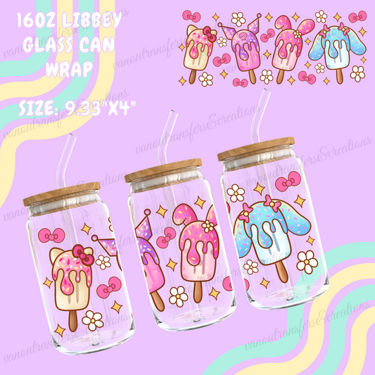 Kawaii popsicles UV DTF cup wrap