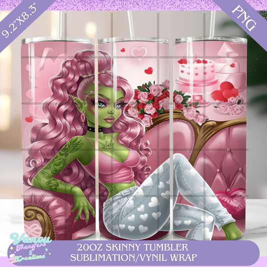 Sassy grinch girl #2 20oz skinny tumbler PNG sublimation/vinyl