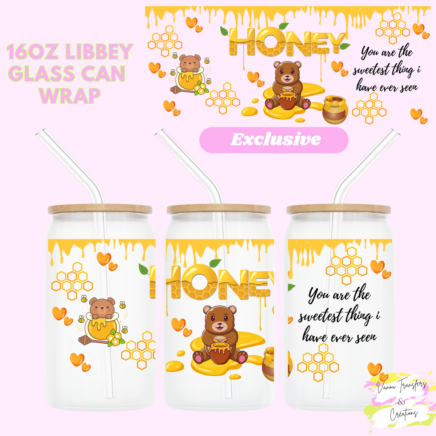 Honey  UV DTF cup wrap