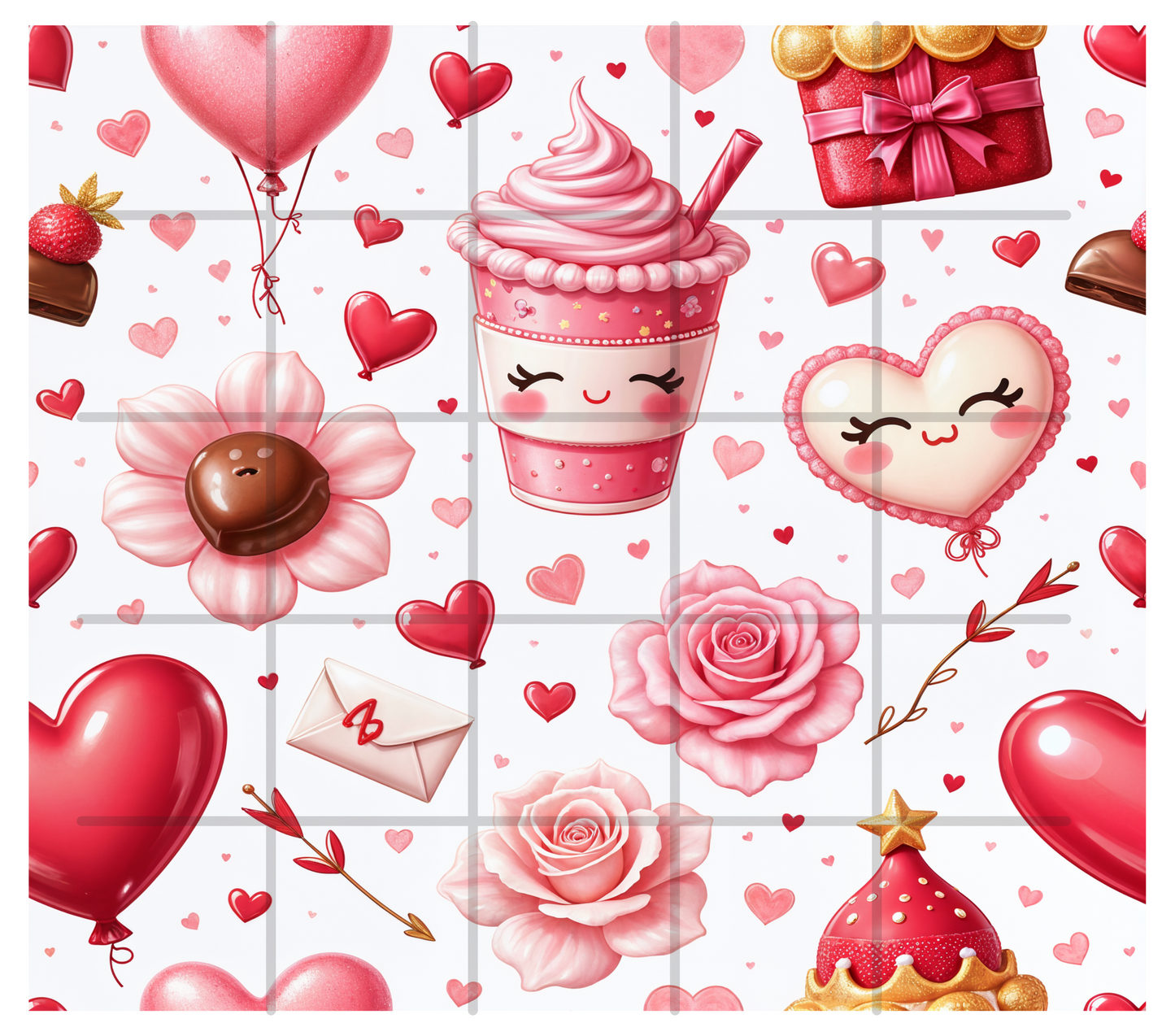 Kawaii valentine day 20oz skinny tumbler PNG sublimation/vinyl