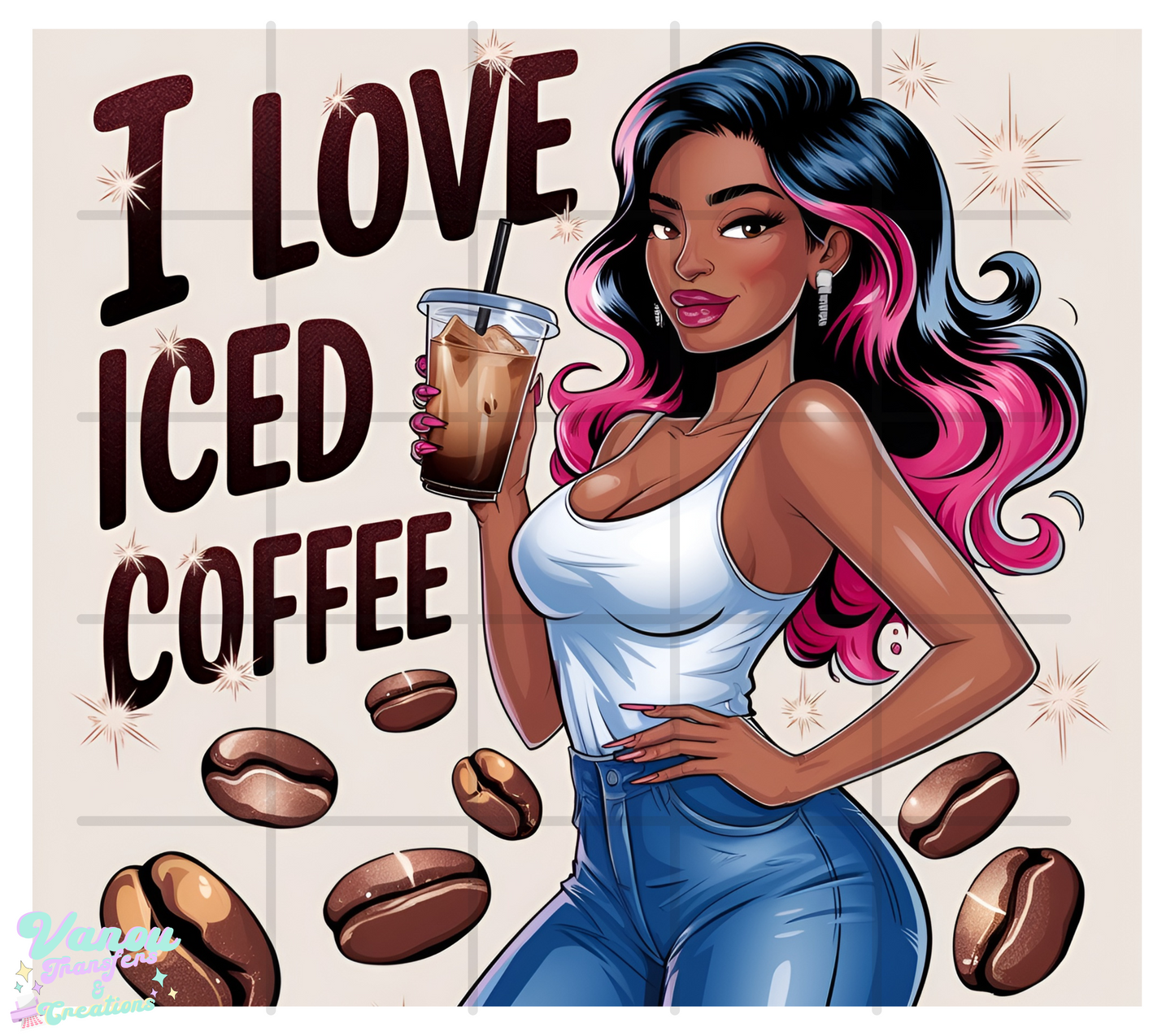 I love iced coffee 20oz skinny tumbler PNG sublimation/vinyl