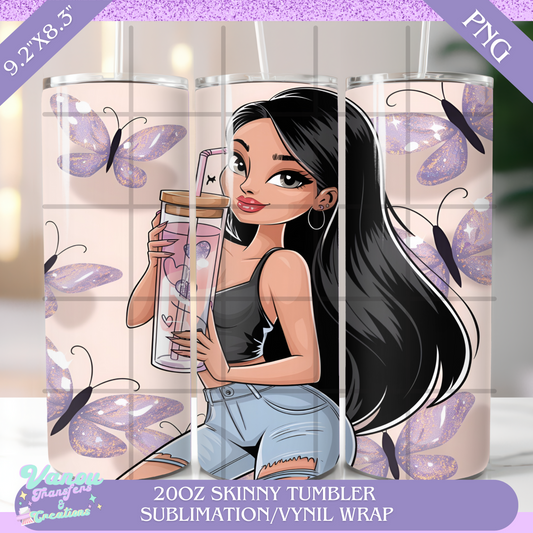 Tumbler girl 20oz skinny tumbler PNG sublimation/vinyl