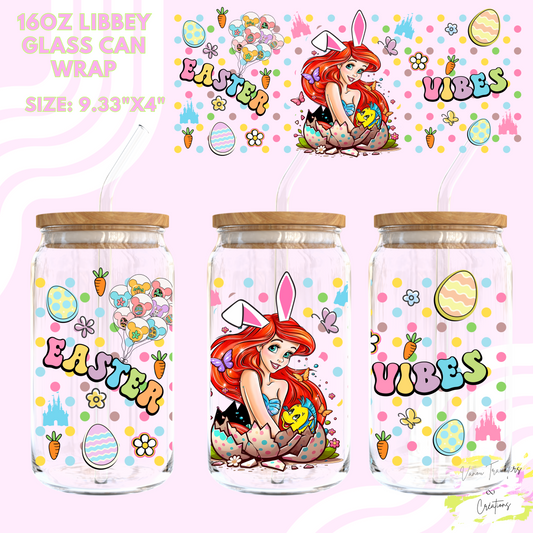 Easter little mermaid UV DTF cup wrap