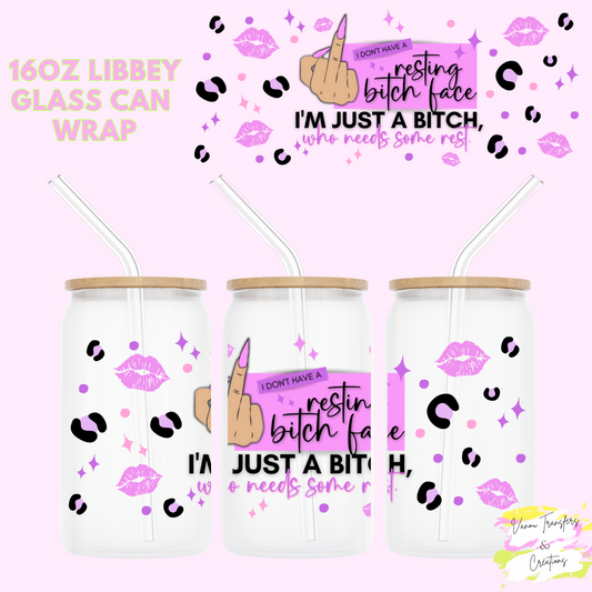 Resting bitch face UV DTF cup wrap