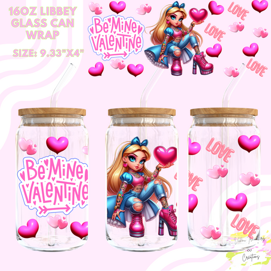 Be mine Valentine UV DTF cup wrap