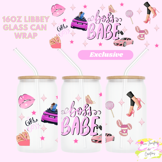 Boss babe( pink) UV DTF cup wrap