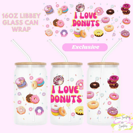 I love donuts  UV DTF cup wrap