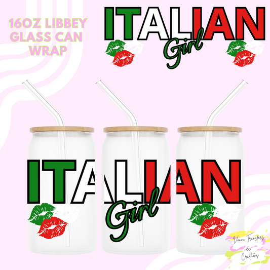 Italian girl UV DTF cup wrap