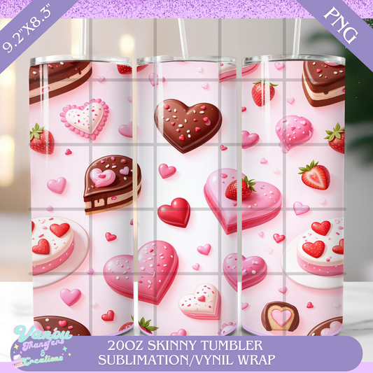 Love and bakeries 20oz skinny tumbler PNG sublimation/vinyl