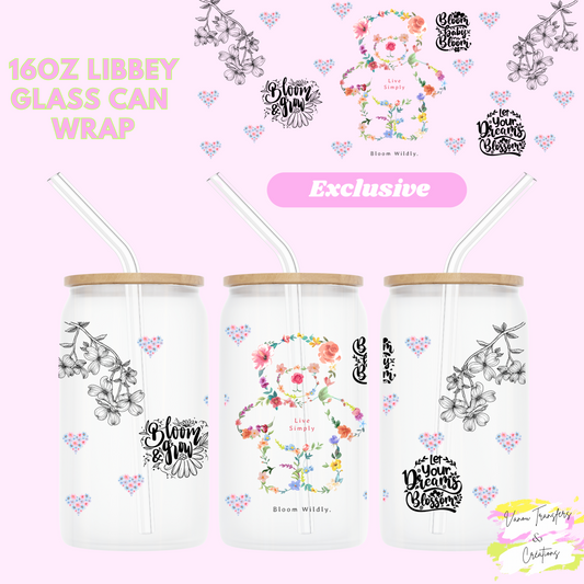 Live simply bloom wildly UV DTF cup wrap