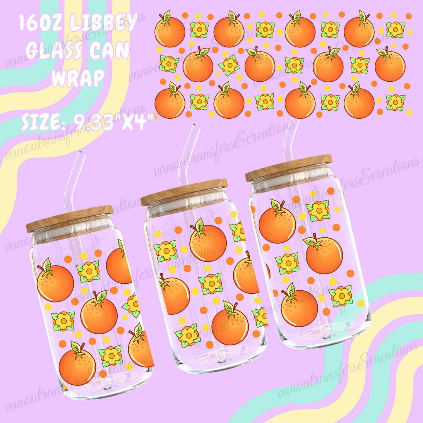 Orange blossom UV DTF cup wrap